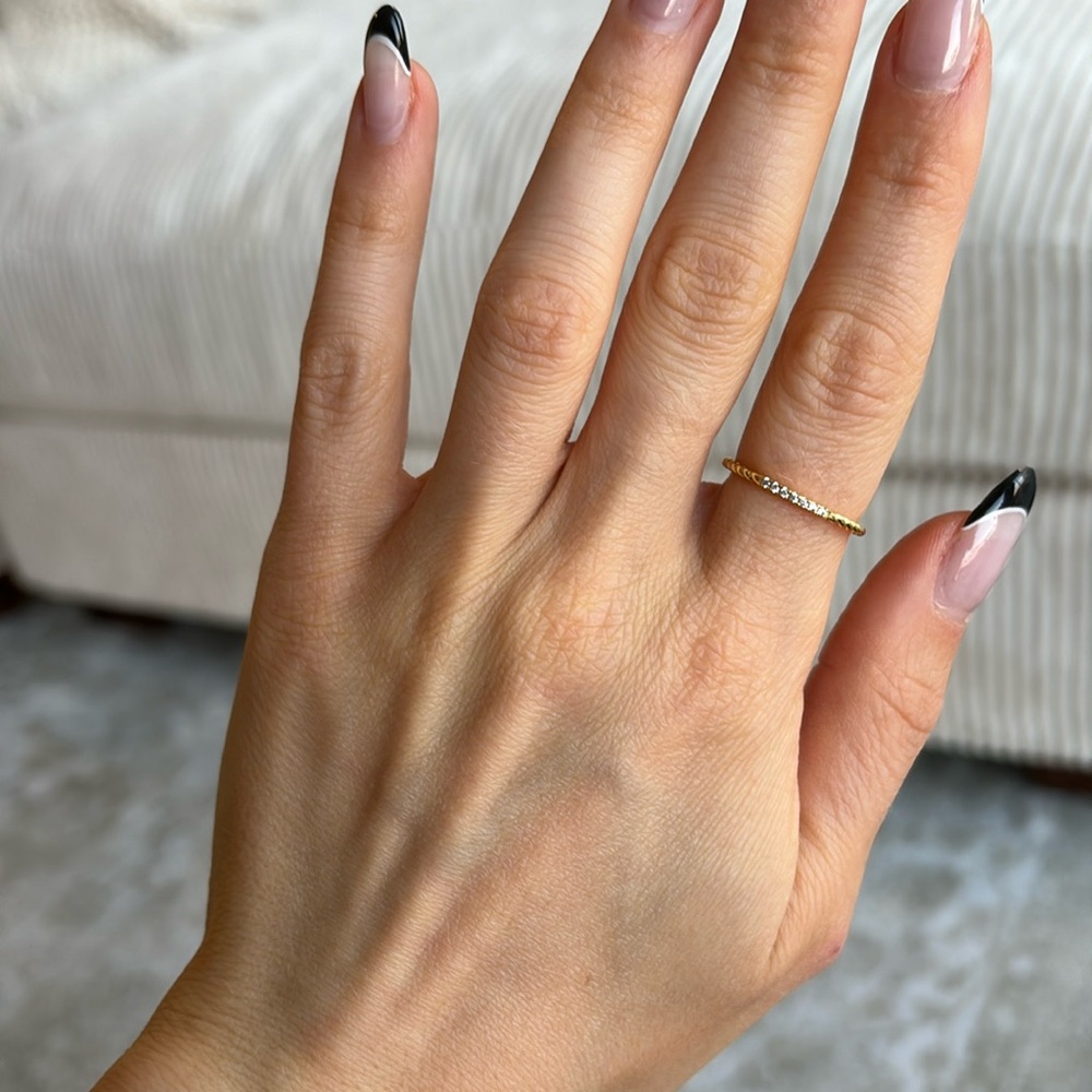 Gold twist thin dainty braided ring s925 sterling silver gold
